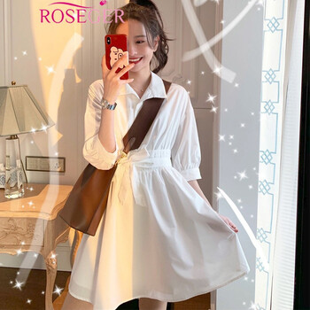 ROSEGER 純色 綁帶 連衣裙