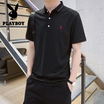花花公子（PLAYBOY） 短袖 男士T恤 19063黑色 
