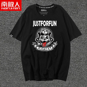 南極人（Nanjiren） 短袖 男士T恤 黑/紅舌狗 
