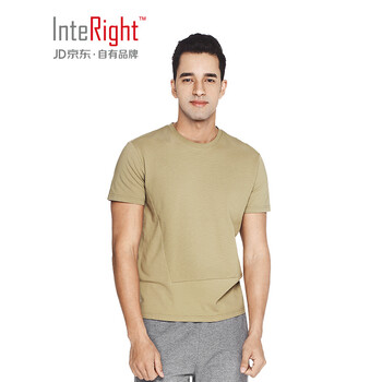 INTERIGHT 短袖 男士T恤 棕綠色 XL，L，XXL，M