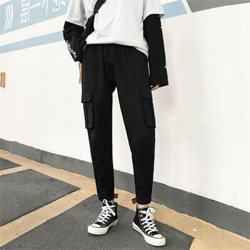 俞兆林（YUZHAOLIN） 高腰 工裝褲 女 九分褲 休閑褲