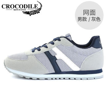 鱷魚(yú)恤（CROCODILE）跑步鞋男-灰色-網(wǎng)面6115007 