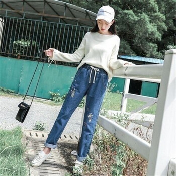 莫戈里（MOGORI） 自然腰 哈倫褲 女 長(zhǎng)褲 牛仔褲
