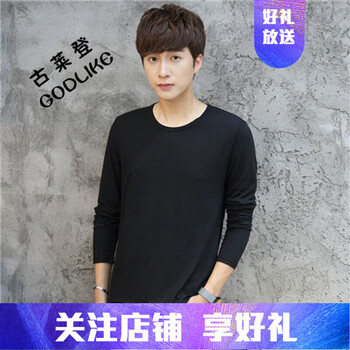古萊登（GODLIKE） 長袖 男士T恤 黑色圓領(lǐng)長袖 S，XL，L，XXXL，XXL，M
