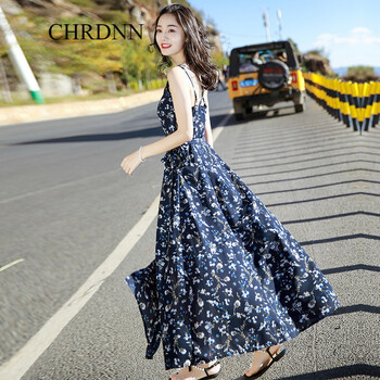 赤典（CHRDNN） 碎花 露背，綁帶 連衣裙