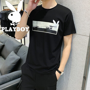 playboy 短袖 男士T恤 Z1988黑色 
