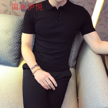 錦瀾伊悅 短袖 男士T恤 黑色 