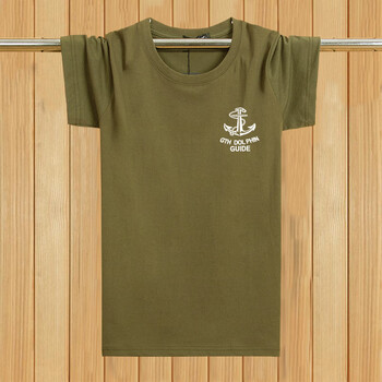 寶然 短袖 男士T恤 軍綠色船錨 