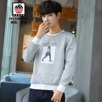 AEMAPE 長袖 男士T恤 灰色 XL，L，XXL，XXXL，M