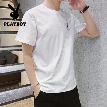 花花公子（PLAYBOY） 短袖 男士T恤 SYPB07 白色 