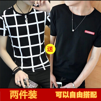 騎士普?。≒utin·Rider） 短袖 男士T恤 格子黑色送刺繡黑色 