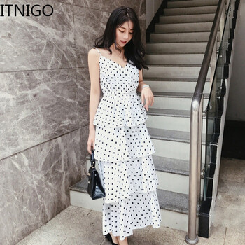ITNIGO 圓點 露背 連衣裙