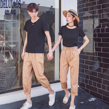 德媛（DELUTAOS） 拼色 短袖 T恤 女 圓領(lǐng)