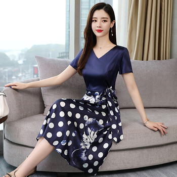 口袋真絲女裙子