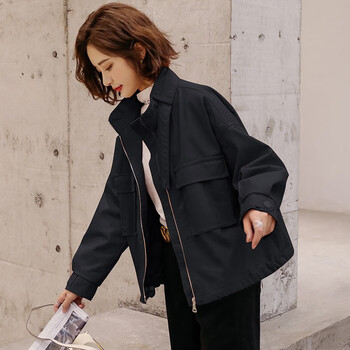 春裝pu拼接外套女