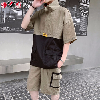 雅鹿 短袖 男士T恤 軍綠色 