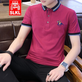 SLKL 短袖 男士T恤 玫紅色 