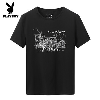 Playboy 短袖 男士T恤 黑色（470） 