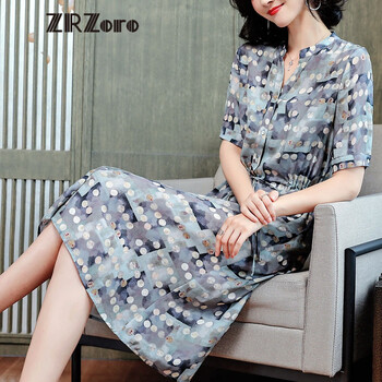 Z.R.Zoro 圓點(diǎn) 口袋，紐扣，綁帶，印花 連衣裙