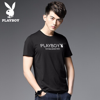 花花公子（PLAYBOY） 短袖 男士T恤 MT-1817黑色 
