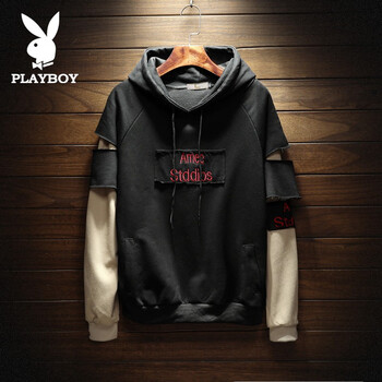 花花公子（PLAYBOY ESTABLISHED 1953） 長(zhǎng)袖 男士T恤 W17199黑色 