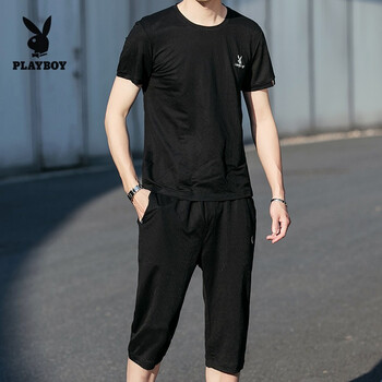 PLAYBOY 短袖 男士T恤 ZH1915TZ 黑色套裝 