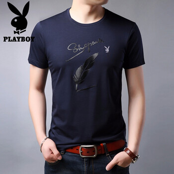 花花公子（PLAYBOY） 短袖 男士T恤 HH1019上青 