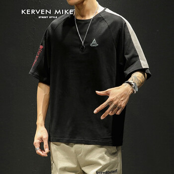 Kerven Mike 長袖 男士T恤 T7909短-黑色 