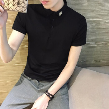 漪悅?cè)?短袖 男士T恤 黑色 