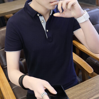 賓爵倫（BINGEOLON） 短袖 男士T恤 藏藍(lán)（灰袖） 