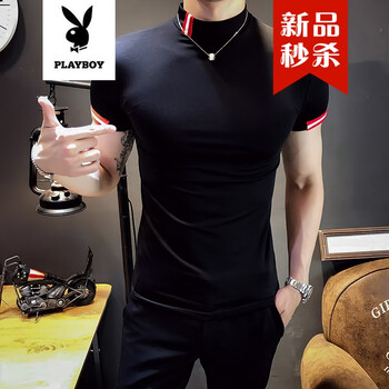 花花公子（PLAYBOY ESTABLISHED 1953） 短袖 男士T恤 A51黑色 