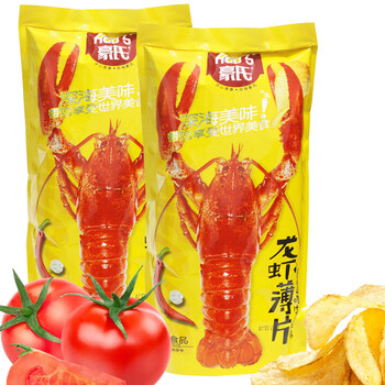 豪氏 休闲零食 薯片小吃 龙虾薄片 鸡汁番茄味 102g*2袋