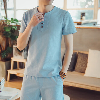 夢(mèng)迪蔻（MENGDIKOU） 短袖 男士T恤 天藍色 