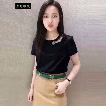 華倫哥弟萊思（Knzogirdeard） 鑲鉆 短袖 T恤 女 圓領(lǐng)
