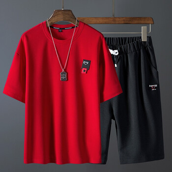 席爾巴斯 短袖 男士T恤 紅衣黑褲 