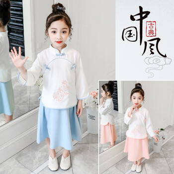 女童套裝旗袍夏裝