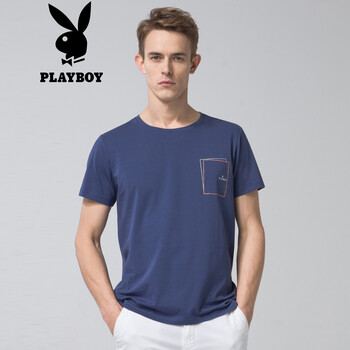 花花公子（PLAYBOY） 短袖 男士T恤 牛藍(lán) 