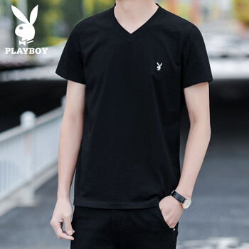 花花公子（PLAYBOY） 短袖 男士T恤 SYZ1233 黑色 
