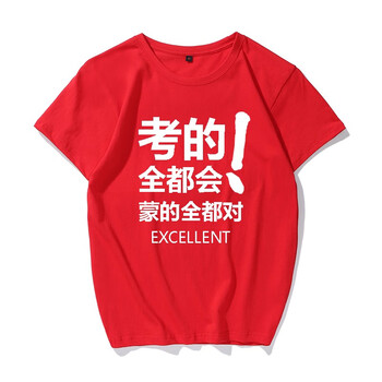 尋岸魚（xunanyu） 短袖 男士T恤 考的全都會(huì)紅色 