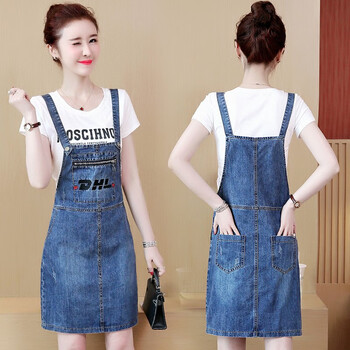 ZZ&FF 字母 口袋，背帶，印花 連衣裙