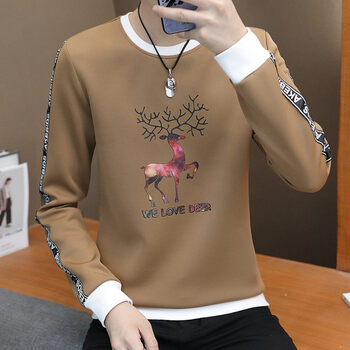 其他品牌 長(cháng)袖 男士T恤 【春秋常規薄款】麋鹿  咖啡色 