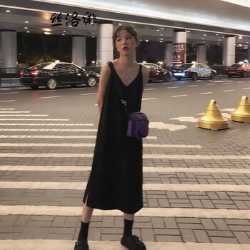 毛領(lǐng)背心裙