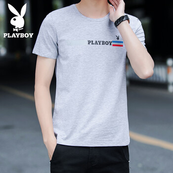 花花公子（PLAYBOY） 短袖 男士T恤 SYH36095 灰色 