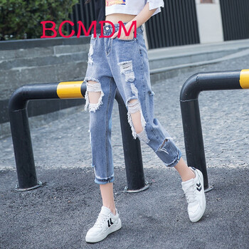 BCMDM 高腰  女 九分褲 牛仔褲