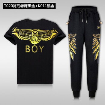 PW&BOY 短袖 男士T恤 T020背后老鷹黑金+K011黑金 