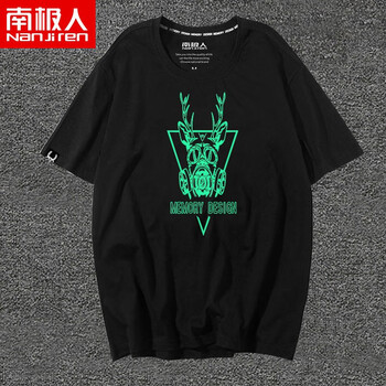 南極人（Nanjiren） 短袖 男士T恤 黑/面具鹿 