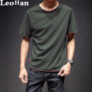 LeoHan 短袖 男士T恤 軍綠色 