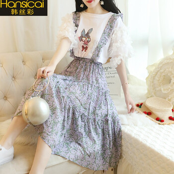韓絲彩（Hansicai） 碎花 背帶，印花，蕾絲 連衣裙