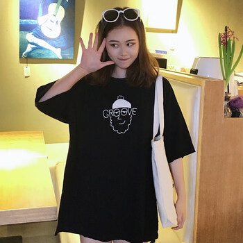 寬松印花短袖，打造清新小仙女
