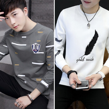 古萊登（GODLIKE） 長袖 男士T恤 1711灰色+羽毛白色長袖 XL，L，M，XXXL，XXL